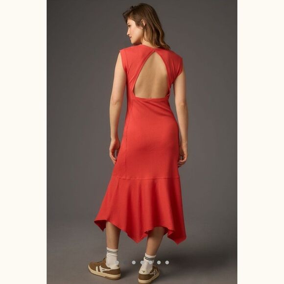 Daily Practice by Anthropologie Highline Short-Sleeve Maxi Dress Red M 282983 - Picture 2 of 7